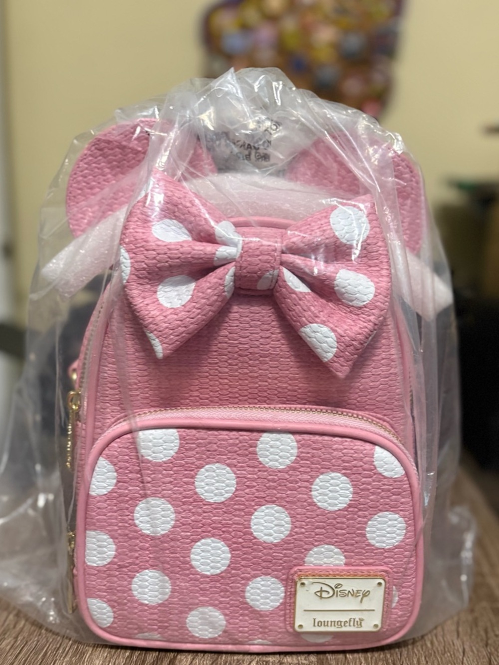 🔥Loungefly Minnie Mouse Woven Texture Convertible Mini Backpack & Crossbody Bag